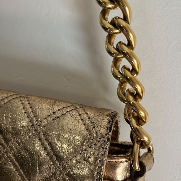 Marc Jacobs Gold Quilted Leather Large Bow Chain Shoulder Bag - Picture 10 of 12